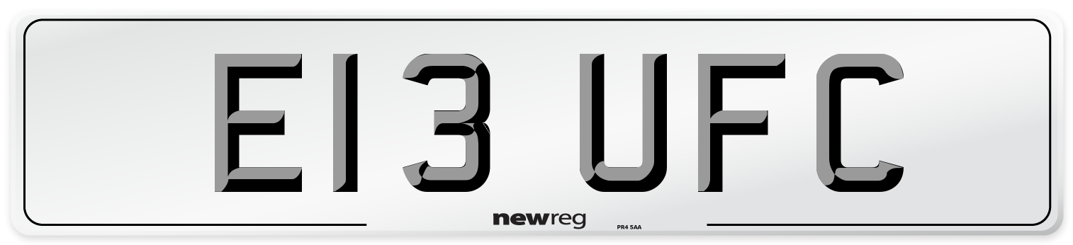 E13 UFC Number Plate from New Reg